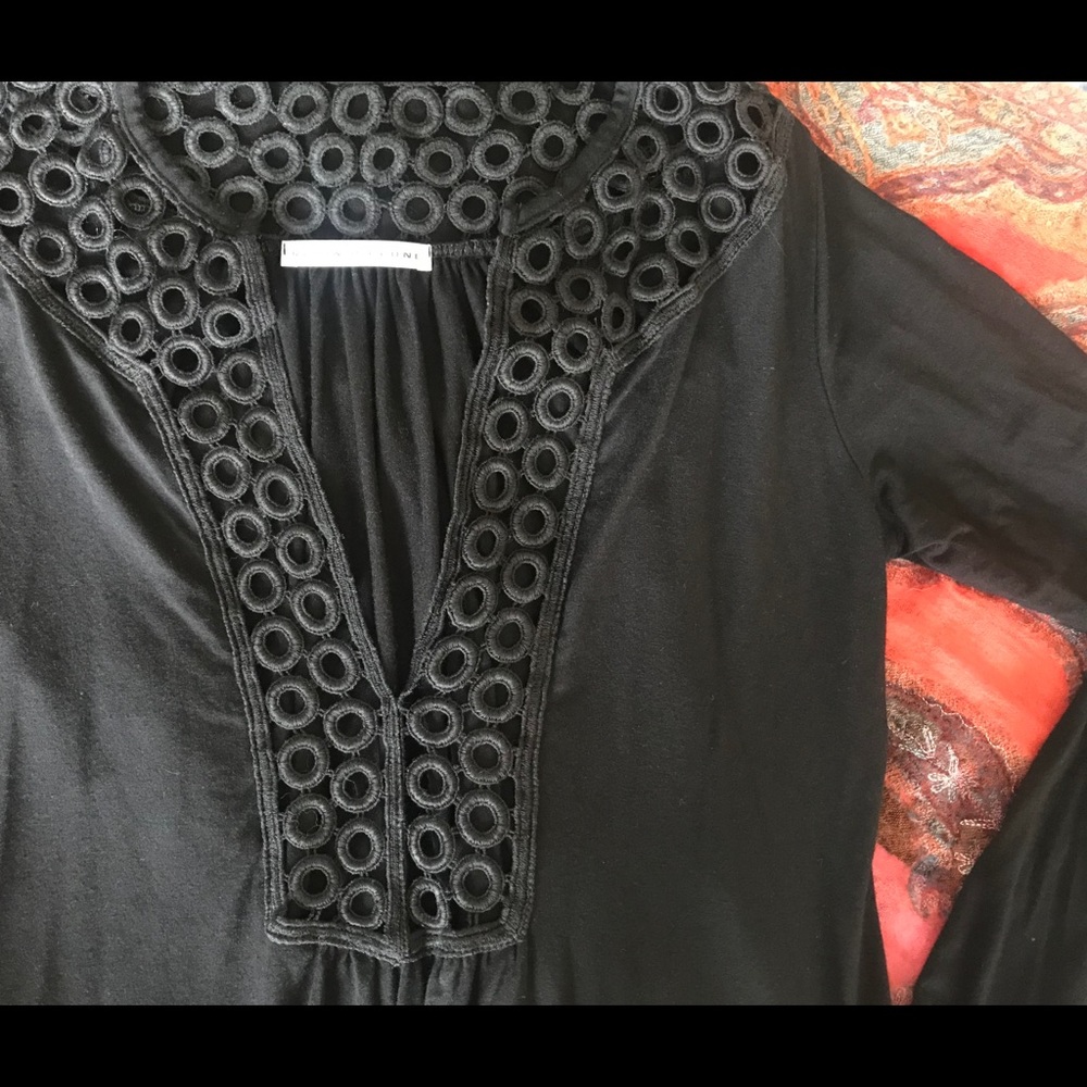 Black Tunic w/detailed Neckline by Robin Piccone